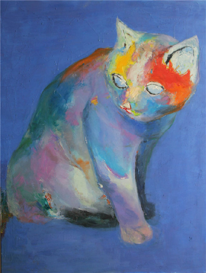 薛慧雯《猫》布面油画 60x100cm - 副本.jpg